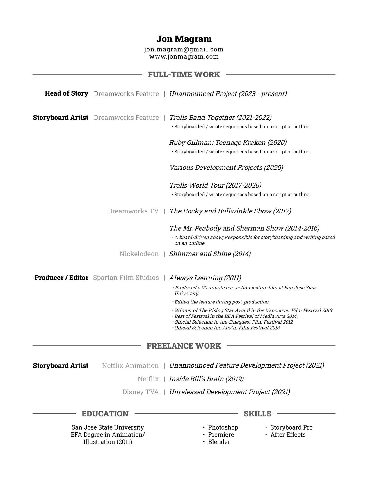Jon Magram • Resume